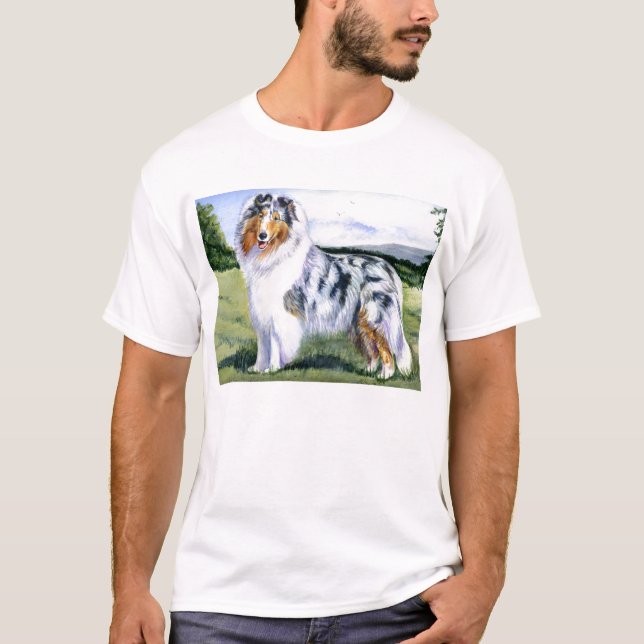 Blauer Merle Collie T-Shirt (Vorderseite)