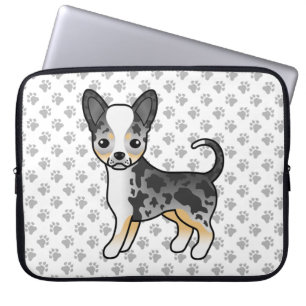 Blauer Merle Glatthaar Chihuahua Süßer Hund & Pfot Laptopschutzhülle