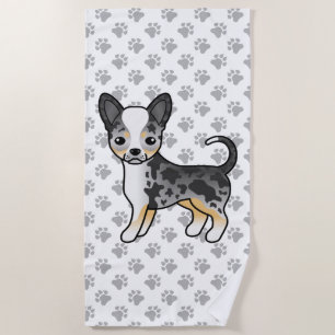 Blauer Merle Glatthaar Chihuahua Süßer Hund & Pfot Strandtuch