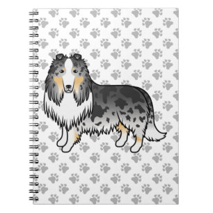 Blauer Merle Rough Collie Süßer Cartoon-Hund & Pfo Notizblock