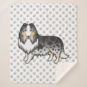 Blauer Merle Rough Collie Süßer Cartoon-Hund & Pfo Sherpadecke
