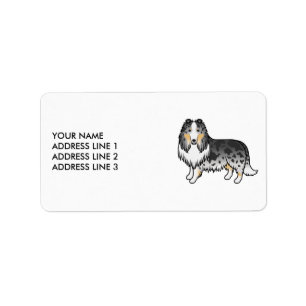 Blauer Merle Rough Collie Süßer Cartoon-Hund & Tex Adressaufkleber