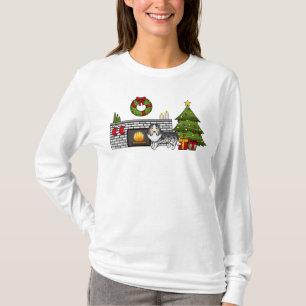 Blauer Merle Shetland Sheepdog in einem Weihnachts T-Shirt