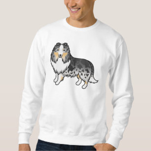 Blauer Merle Shetland Sheepdog Sheltie Cartoon-Hun Sweatshirt