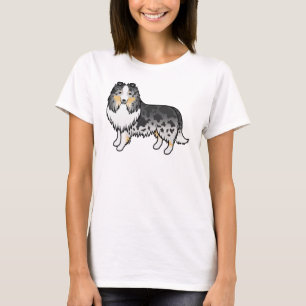 Blauer Merle Shetland Sheepdog Sheltie Cartoon-Hun T-Shirt