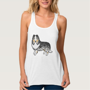 Blauer Merle Shetland Sheepdog Sheltie Cartoon Hun Tank Top