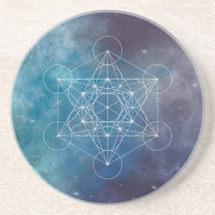 Blauer Metatrons Würfel Heilige Geometrie Getränkeuntersetzer