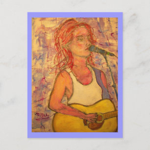 blauer Mikrofon Songstress Postkarte