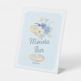 Blauer Mimosa Bar Pedestal Zeichen Sockelschild
