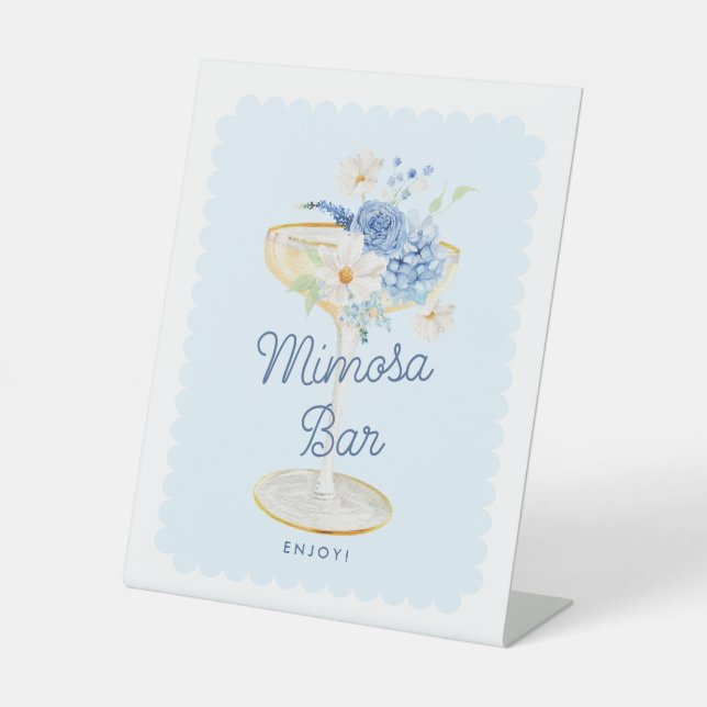 Blauer Mimosa Bar Pedestal Zeichen Sockelschild (Vorderseite)