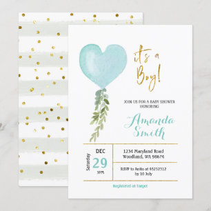 Blauer Mini-Ballon Babydusche Einladung
