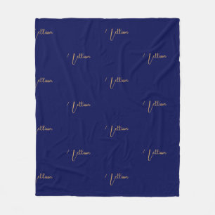 Blauer minimalistischer benutzerdefinierter Name Fleecedecke