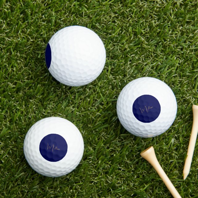 Blauer minimalistischer benutzerdefinierter Name  Golfball (Insitu Gras)