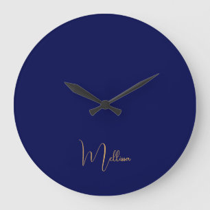 Blauer minimalistischer benutzerdefinierter Name Große Wanduhr