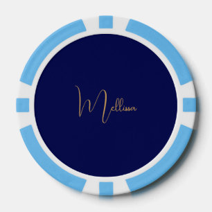 Blauer minimalistischer benutzerdefinierter Name Pokerchips