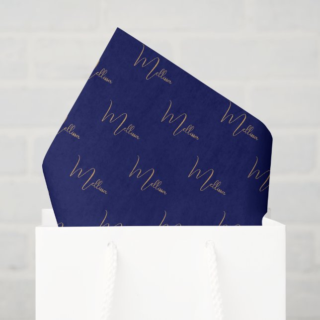 Blauer minimalistischer benutzerdefinierter Name  Seidenpapier (Geschenktüte)
