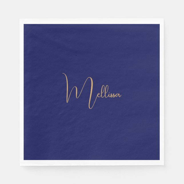 Blauer minimalistischer benutzerdefinierter Name  Serviette (Vorderseite)