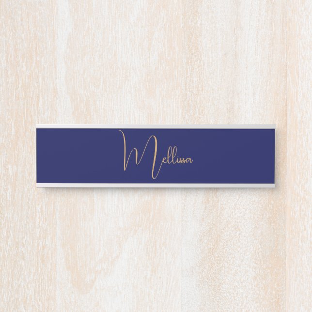 Blauer minimalistischer benutzerdefinierter Name  Türschild (Vorderseite )