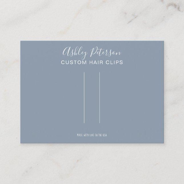 Blauer minimalistischer, eleganter Friseursalon Visitenkarte (Vorderseite)