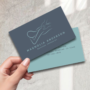Blauer minimalistischer Modern Massagetherapeut Visitenkarte