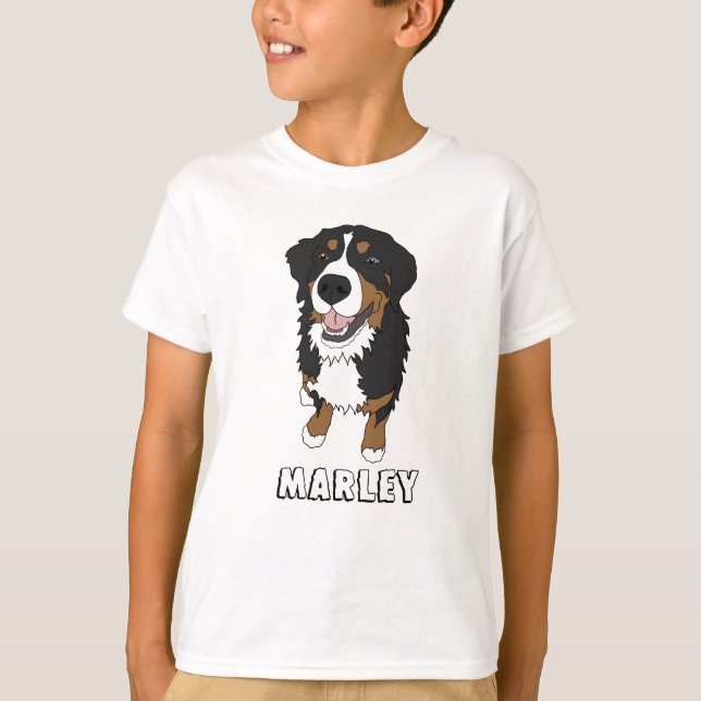 Blauer Mit Augen Berner Hund T-Shirt (Vorderseite)