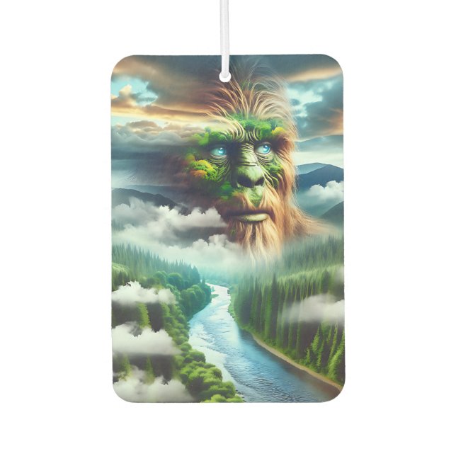 Blauer Mit Augen Bigfoot im Gebirge Autolufterfrischer (Vorderseite)