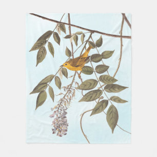 Blauer Mit Augen Gelber Audubon-Vogel auf Wisteria Fleecedecke