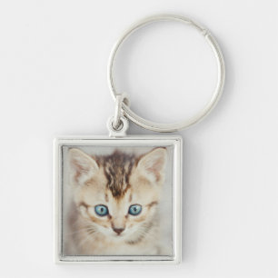 Blauer mit Augen Kitty Schlüsselanhänger