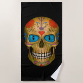 Blauer Mit Augen Zucker Skull Zombie Beach Handtuc Strandtuch
