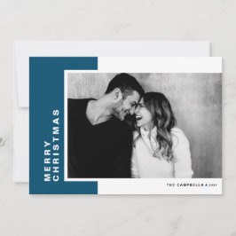 Blauer, moderner Farbblock Fröhliches Weihnachtsge Feiertagskarte