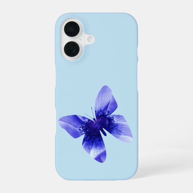 Blauer Mohn Schmetterling,   iPhone 16 Hülle (Rückseite)