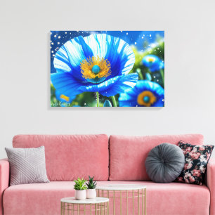Blauer Mohn-Traum – Ätherische Makro-Blumenkunst Leinwanddruck
