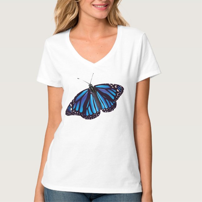 Blauer Monarch Butterfly T-Shirt (Vorderseite)