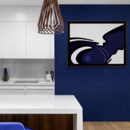 Blauer Mond: Abstrakt Blau und Weiß Leinwanddruck