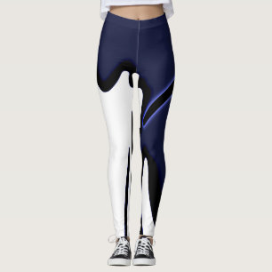 Blauer Mond: Abstrakt Blau, Weiß und Schwarz Leggings