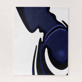 Blauer Mond: Abstrakt Blau, Weiß und Schwarz Puzzle