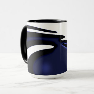 Blauer Mond: Abstrakt Blau, Weiß und Schwarz Tasse