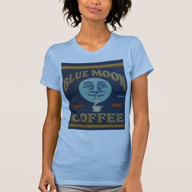 Blauer Mond-Kaffee T-Shirt (Vorderseite)