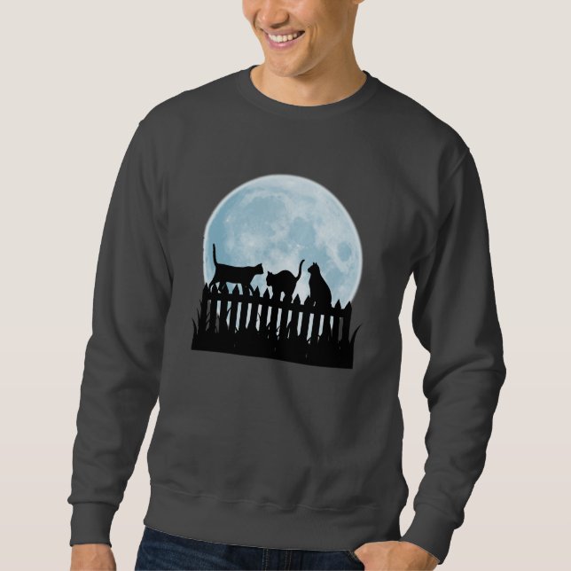 Blauer Mond-Katzen Sweatshirt (Vorderseite)