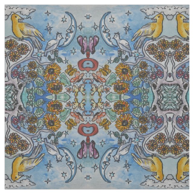 Blauer Mond-Natur Stoff (Muster)