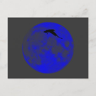 Blauer Mond Raben Blue Moon Raven Postkarte