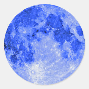 Blauer Mond Runder Aufkleber
