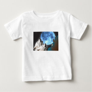 Blauer Mond-Wolf-Säuglings-T - Shirt