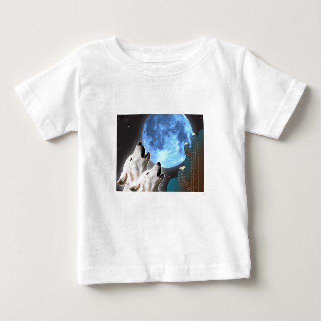 Blauer Mond-Wolf-Säuglings-T - Shirt (Vorderseite)