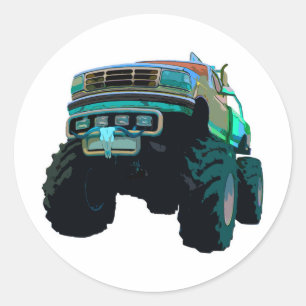 Blauer Monster-LKW Runder Aufkleber