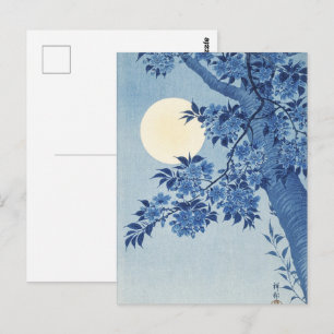 Blauer Moonlit Blossom Tree Unter dem nächtlichen  Postkarte
