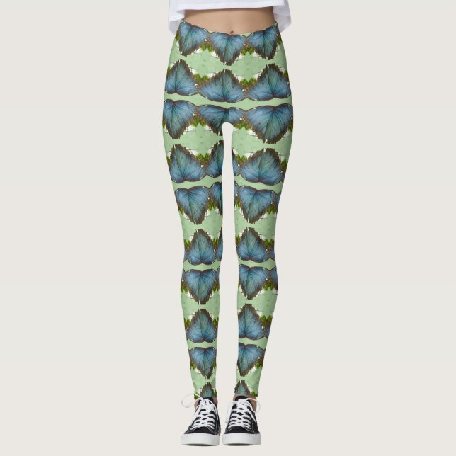Blauer Morpho Butterfly Flügelmuster Legierung Leggings (Vorderseite)