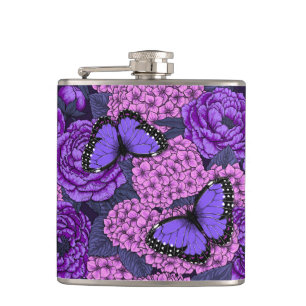 Blauer Morpho-Garten 2 Flachmann