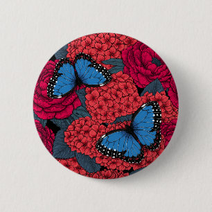 Blauer Morpho-Garten Button