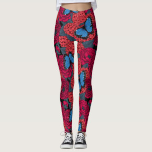 Blauer Morpho-Garten Leggings